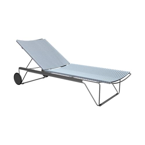 Transat inclinable à roulettes Click plastique bleu - Houe - Bleu Dusty - Acier thermolaqué, Bambou, Polypropylène