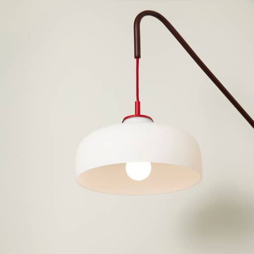Current Wall light with plug metal red / H 111 cm - HÜBSCH - Burgundy - Glass, Lacquered iron