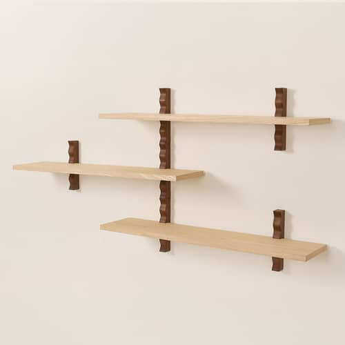 Heju X Nobodinoz Wall shelf natural wood / L 90 cm - NOBODINOZ - 1 shelf - Ash veneer, Solid Rubberwood