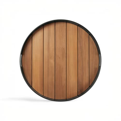 Zubehör  holz natur / Abnehmbares Tablett für Beistelltisch Core Large - Ø 61 cm - Ethnicraft - Ø 61 cm / Teakholz - Teakholz, Thermolackiertes Aluminium