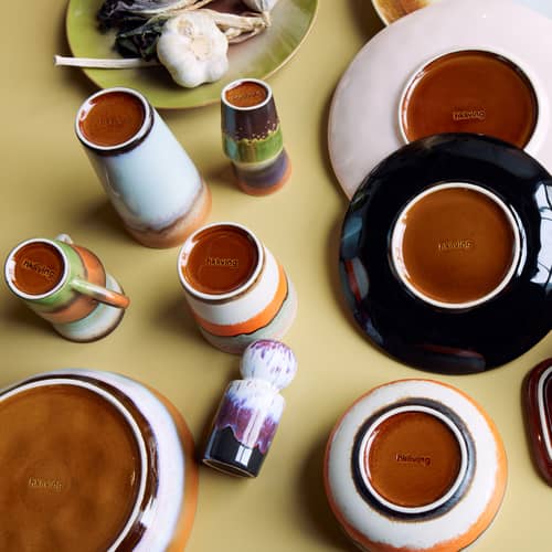 Set de 2 assiettes creuse 70s ceramics / Bol à pâtes - Ø 18.7- HK LIVING - Golden hour - Grès émaillé