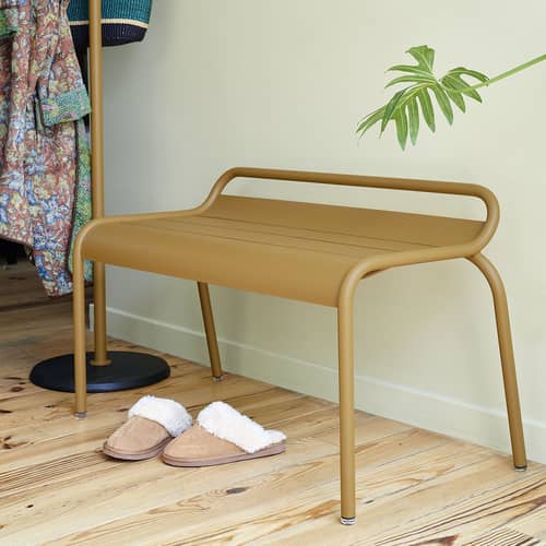 Banc empilable Luxembourg métal jaune / Compact - 2 places / L 90 cm - Fermob - Pain d\'épices - Aluminium