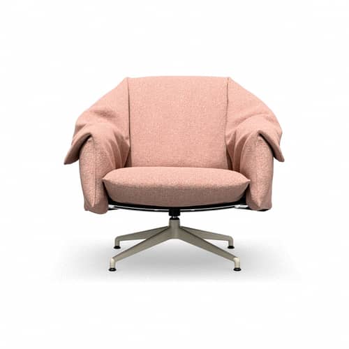 Drehsessel Bascule Lowback textil orange / Neigungsmechanismus – 4-Tischbein-Gestell - Vitra - Fisch (Nubia-Stoff) / Kreide-Aluminium-Fuß - Aluminium, Gewebe, Recycelbarer PU-Schaum
