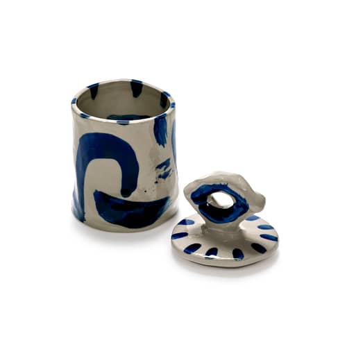 Boîte Sophia 03 céramique bleu / Ø 8 x H 16 cm - Serax - Ø 8 x H 16 cm - Grès