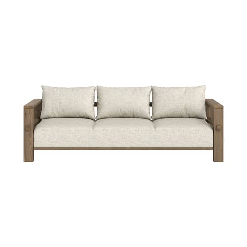 Canapé convertible Bare / Lit 1 place - L 225 cm - KARUP - Craie douce (640) / Brun caroube (106) - Mousse haute résilience, Pin massif, Polyester