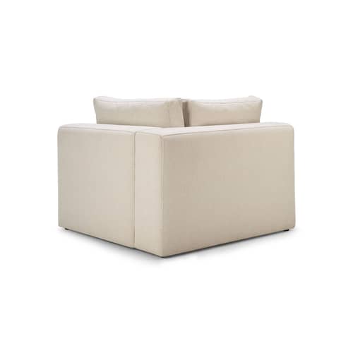 Canapé modulable Mellow tissu blanc / Module angle - Ethnicraft - Angle - Bois, Mousse à mémoire de forme, Tissu
