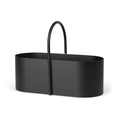 Cestino Grib metallo nero - Ferm Living - Nero - Metallo termolaccato