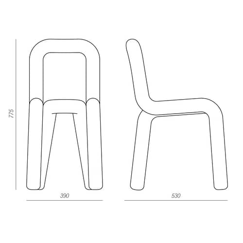 Chaise rembourrée Bold tissu jaune - Moustache - Jaune - Acier, Mousse, Tissu