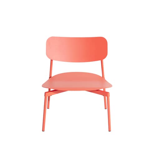 Fauteuil bas empilable Fromme métal rose orange / Aluminium - Petite Friture - Corail - Aluminium
