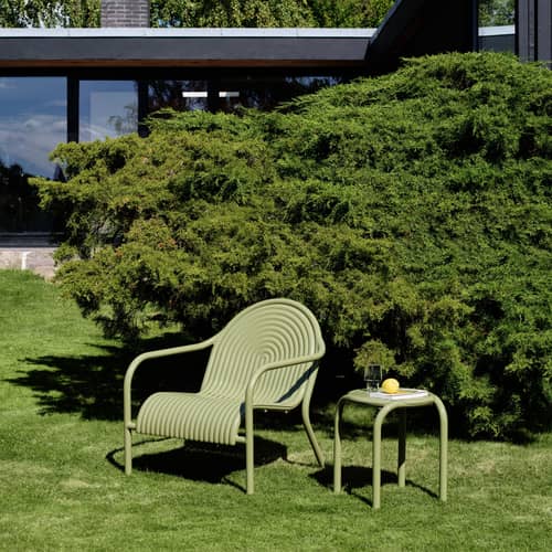Fauteuil bas Groove Lounge métal vert - Tom Dixon - Vert mousse - Aluminium