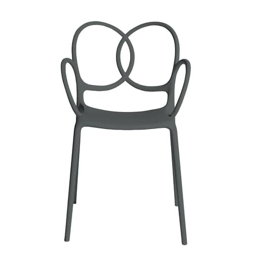Fauteuil empilable Sissi plastique gris Outdoor - Driade - Gris foncé - Fibre de verre, Polyéthylène, Polypropylène