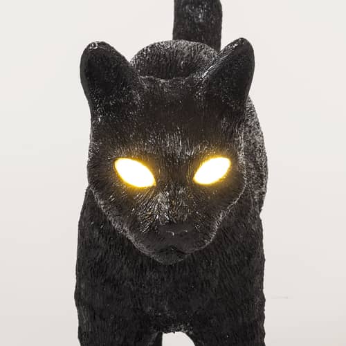 Lampe sans fil rechargeable Jobby the Cat plastique noir / L 46 x H 52 cm - Seletti - Noir - Résine