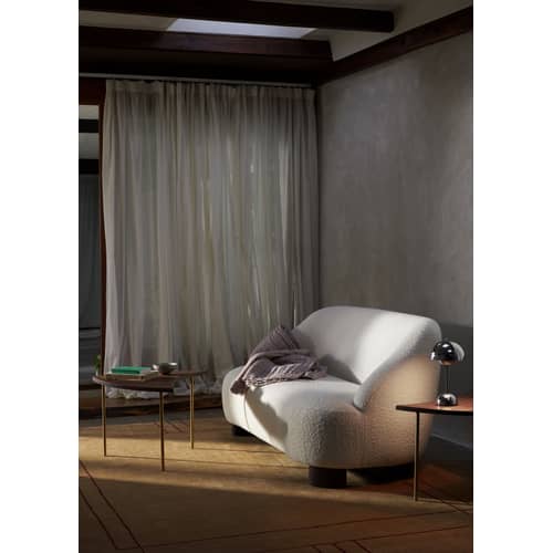 Divano destro Margas LC3 tessuto beige / Tessuto riccio - L 160 cm - &tradition - Beige (tessuto riccio) / Noce - Legno, Noce, Ovatta di poliestere, Schiuma HR, Tessuto bouclé
