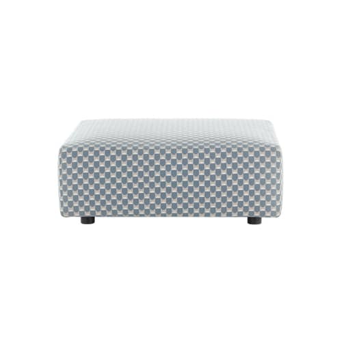 Pouf d\'extérieur Plastics OUTDOOR x Liberty tissu bleu / 88 x 88 x H 30 cm - Kartell - Bleu (Liberty Obi Check) - Polyuréthane expansé, Tissu outdoor