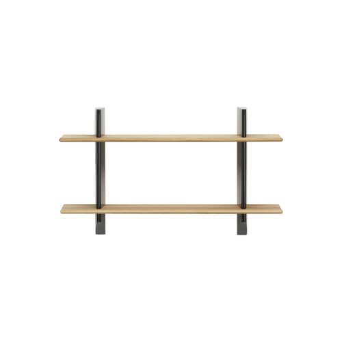 Scaffale Rayonnage Mural metallo legno nero / Jean prouvé, 1936 - L 118 x H 70 cm - Vitra - Nero / Rovere naturale - Acciaio, Rovere massello