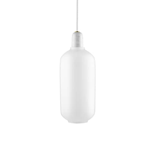 Suspension Amp Large   / Ø 11 x H 26 cm - Verre & marbre - Normann Copenhagen - Blanc / Marbre blanc - Marbre, Verre