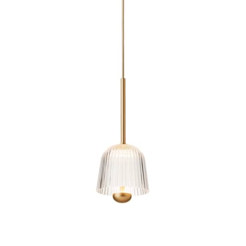 Suspension Asteea 1 LED / Ø 12.5 cm - NUURA - Laiton & transparent - Acrylique, Laiton