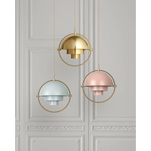 Suspension Multi-Lite Small or métal / Ø 25 cm - Modulable & orientable / Réédition 1972 - Gubi - Laiton / Cercle laiton - Métal