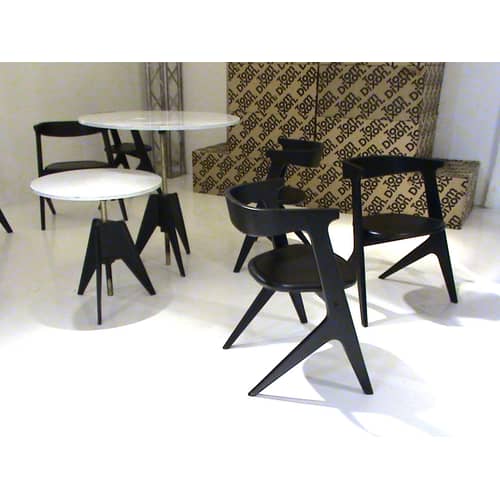 Table à hauteur réglable Screw marbre blanc noir / Ø 60 cm - H 55/84,5 cm - Tom Dixon - Ø 60 cm - Noir / blanc - Aluminium, Fonte, Marbre
