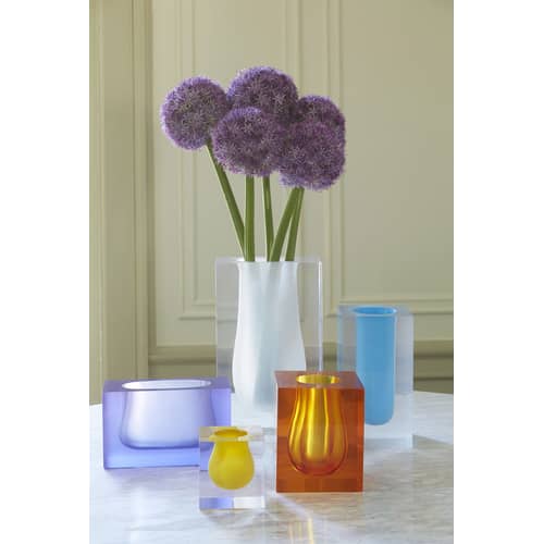 Bel Air Gorge Vase plastic material grey / Acrylic - Rectangle H 12 cm - Jonathan Adler - Smoked / Transparent - Acrylic