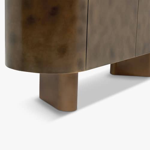 Anrichte Ovalia holz gold / L 150 cm - NV GALLERY - Optik: gebürstetes Antik-Messing - Bois composite peint