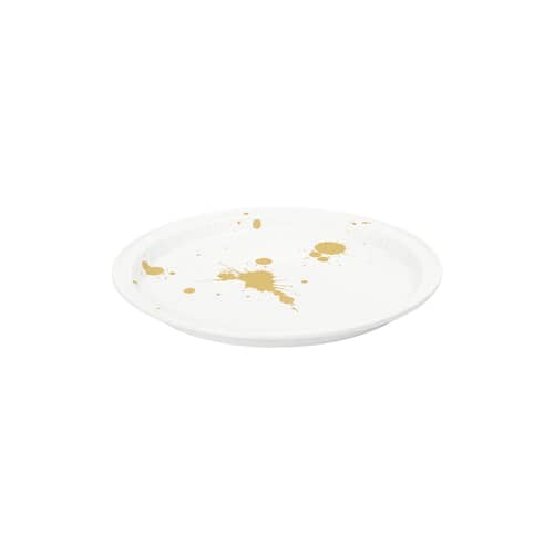 Assiette Estetico Quotidiano Anniversary céramique blanc / Ø 28 cm - Seletti - Blanc & or - Or fin véritable, Porcelaine