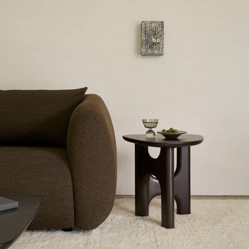 Canapé droit Figur tissu marron / 3 places - L 244 cm - Ethnicraft - Chocolat - Contreplaqué, Mousse haute densité, Tissu