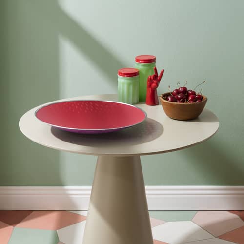 Centre de table Cohncave métal rouge Ø 33 cm / Alessi 100 Values Collection - Susan Cohn, 1992 - Alessi - Ø 33 cm / Rouge & rose - Fil d\'acier
