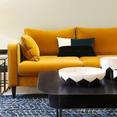 Echec et Mat Cushion textile blue / Velvet - 30 x 50 cm - Maison Sarah Lavoine - Blue, Black, Jasmine - Foam, Velvet