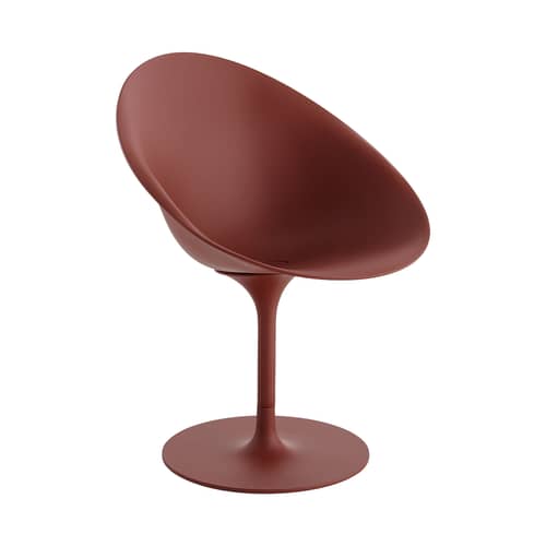Drehsessel Ero/S/ plastikmaterial rot / Soft-Touch-Oberfläche - Kartell - Bordeaux, matt (Soft-Touch) - bemaltes Polykarbonat, Gegossenes Aluminium