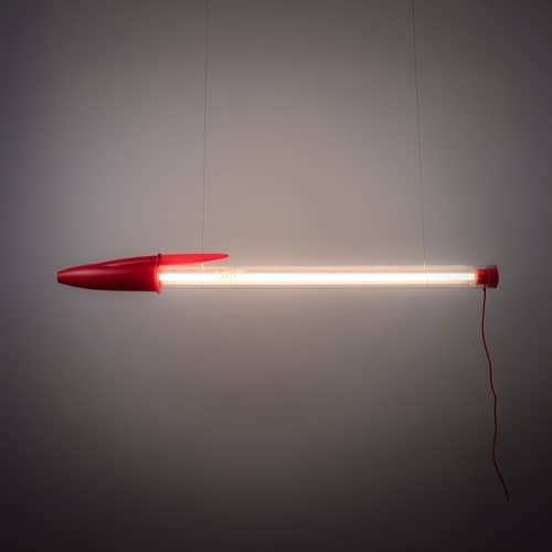 Lampada Bic Lamp materiale plastico rosso / LED - H 178 cm - Seletti - Rosso - Policristallo