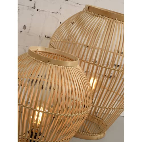 Lampe à poser Tuvalu Large fibre végétale beige bois naturel / Bambou - H 70 cm / Seconde vie - GOOD&MOJO - H 70 cm / Naturel - Bambou