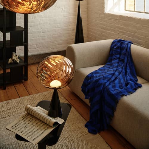 Lampe de table Whirl Cone Fat / LED - Ø 30 cm - Tom Dixon - Or / Pied noir - Acier, Polycarbonate semi-métallisé