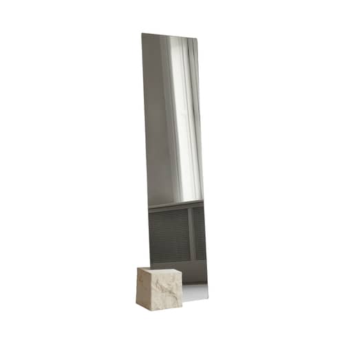 Miroir à poser Kubis / L 22 x H 168 cm - Pierre naturelle - 101 COPENHAGEN - Pierre beige / Miroir - Pierre