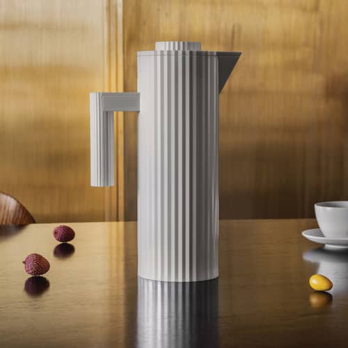 Pichet isotherme Plissé plastique blanc / 1 L - Résine thermoplastique - Alessi - Blanc - Résine thermoplastique, Verre