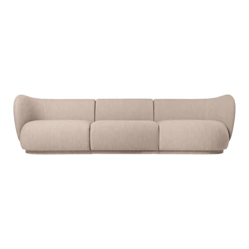 Sofa modulierbar Rico textil beige / Zentrales Modul - Ferm Living - Zentrale - Holz, Schaumstoff, Schlingenpol