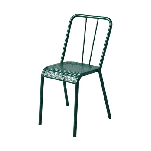 T37 Tressée Stacking chair metal green / Reédition 1937 - Woven seat - Tolix - Licken green Foam - Stainless steel