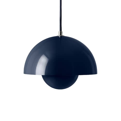 Suspension Flowerpot VP1 métal bleu / Ø 23 cm - By Verner Panton, 1968 - &tradition - Bleu acier - Aluminium laqué