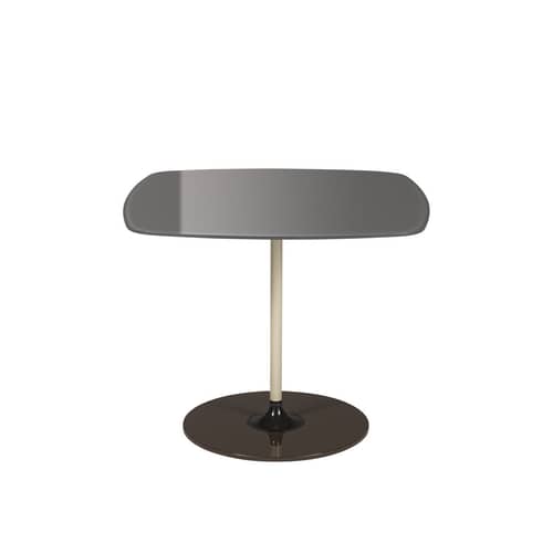 Table d\'appoint Thierry / 50 x 50 x H 40 cm - Verre - Kartell - Gris clair - Acier peint, Verre trempé