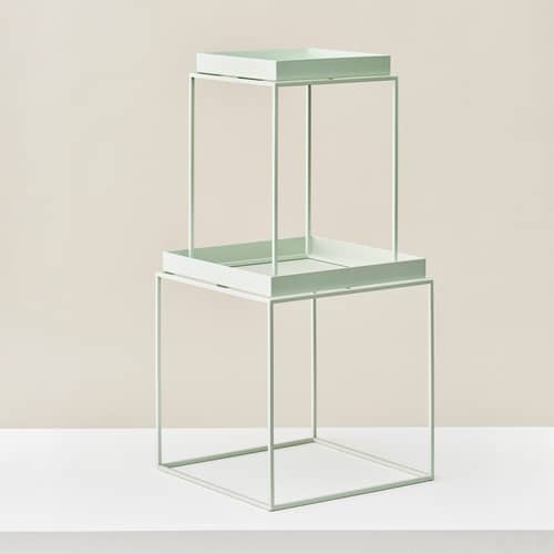 Table d\'appoint Tray métal vert / 40 x 40 x H 44 cm - Hay - Vert menthe - Acier thermolaqué