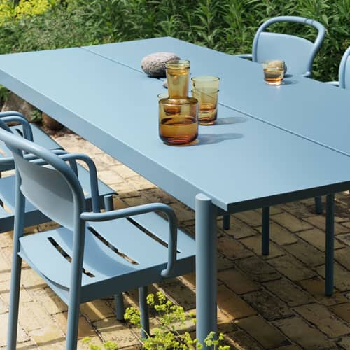 Table rectangulaire Linear /  220 x 90 cm - Muuto - Bleu clair - Acier revêtement poudre