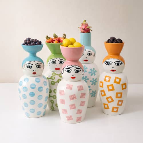 Canopie - Kiki Vase ceramic blue / With Lid - Ø 17 x H 41.6 cm - Seletti - Kiki / Blue - China