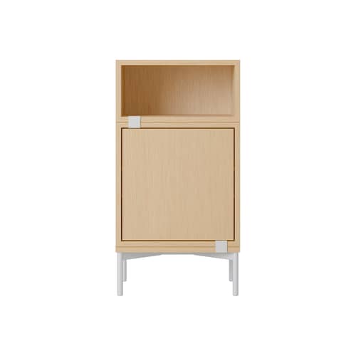  Accessory natural wood / Base, legs W 43.5 x D 35 x H 17 cm - For Stacked Medium Unit - Muuto - Oak - Plywood with oak veneer, Steel