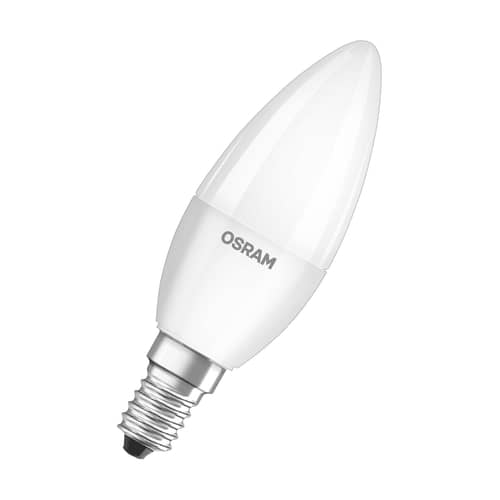 Ampoule LED E14  verre blanc / Flamme dépolie - 5,7W=40W (2700K, blanc chaud) - Osram - 5,7W=40W - Verre