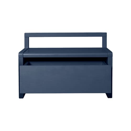 Banc enfant Little Architect / Rangement avec tiroir coulissant - L 60 cm - Ferm Living - Bleu - Frêne massif, Placage de frêne