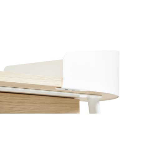 Bureau Victor bois naturel / L 100 cm x P 59 cm - Hartô - Blanc / Chêne - MDF plaqué chêne, Métal laqué