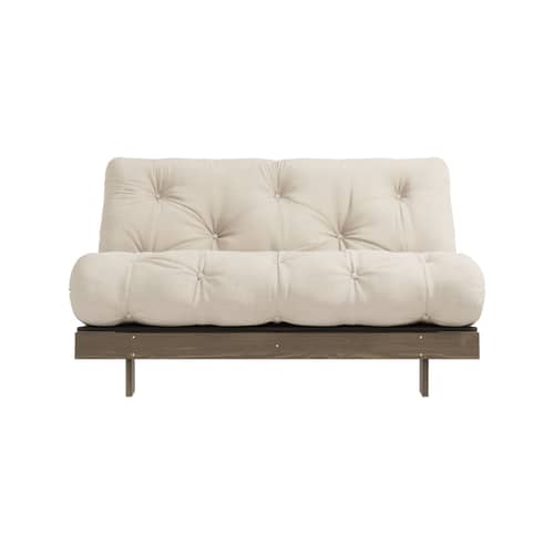 Canapé convertible Roots / L 140 cm - 3 positions / Structure marron - KARUP DESIGN - Beige 747 / Bois marron - Fibres recyclées mélangées, Mousse, Pin massif certifié FSC laqué, Tissu