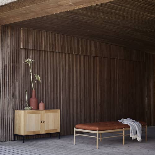Dormeuse OW150 / Ole Wanscher - 1963 - CARL HANSEN & SON - Méridienne & matelas / Chêne savonné &  Cognac (cuir Sif 95) -  Duvet, Chêne massif savonné, Cuir, Mousse