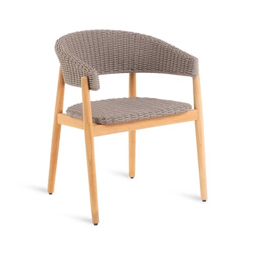 Fauteuil Pevero / Teck & corde synthétique - Unopiu - Teck / Corde Taupe - Corde polypropylène, Teck