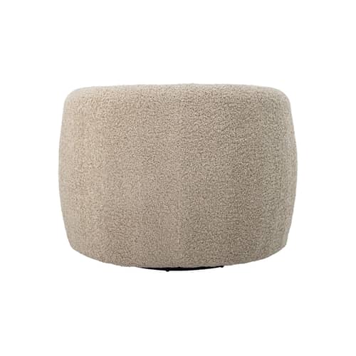 Fauteuil pivotant Bocca tissu beige / Tissu bouclé - Bloomingville - Crème (tissu bouclé) - Fer, Mousse, Pin, Tissu bouclé